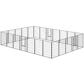 Dog Playpen For Indoor Outdoor, 24 Panels 44.5 H Puppy Playpen With Lockable Door, DIY Shape Pet Exercise Fence, Black