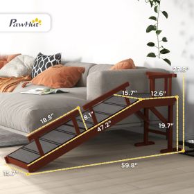 PawHut Wooden Dog Ramp With Removable Guardrails, Non-Slip Surface,, Brown