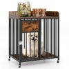2-in-1 Dog Crate Furniture with Thickened Metal Tubes, Lockable Wheels Pet Kennel for Small Dogs