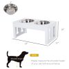 23" Dog Bone Wooden Elevated Dog Bowl Feeding Station, White