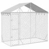 Outdoor Dog Kennel Silver Galvanized steel, polyethylene Large