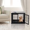 Modern Wooden Dog Crate Furniture Double Door for Small Dogs Stylish Black
