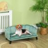 Pearl Design Pet Sofa for Medium and Large Sized Dogs, Pet Bed with Cushion and Solid Wood Legs, Green