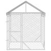 Outdoor Dog Kennel Silver Galvanized steel, Polyethylene