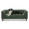 Pet sofa with backrest and armrests, modern rectangular pet sofa suitable for small and medium dogs, soft cushion comfortable dog sofa,-OLIVE GREEN
