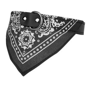 Adjustable Bandana Leather Pet Collar Triangle Scarf (Option: Black_M)