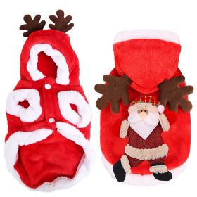 1Pc Pet Christmas Clothes Santa Claus Reindeer Antlers Costume Winter Outfit New Year Coat For Small Medium Dogs Cats (Option: XL)