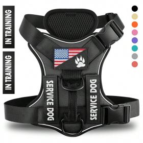 Reflective Breathable Solid Color Polyester Dog Strap (Option: Black-XS)