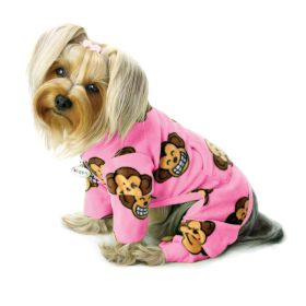 Silly Monkey Fleece Turtleneck Pajamas (Color: Pink, size: XS)