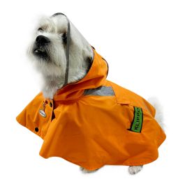 Clear View Poncho Raincoat with Reflective Stripes (Color: Orange, size: S)