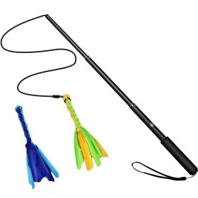 Extendable Dog Flirt Pole with Lure 10.23-26.77in Teaser Wand with 2 Replaceable Interactive Tail Toys For Small Medium Large Dogs Training Exercise T (Option: DogFlirtPoleBlack)