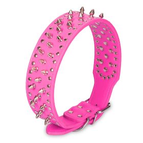 Dog Leather Collar Spiked Studded Pet Dog Collar Adjustable Neck Pitbull Mastiff Collar (Option: Rose_M)