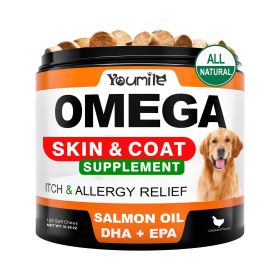 Youmile Omega 3 For Dogs - 120Ct  Fish Oil Treats - Allergy & Itch Relief Skin & Coat Supplement - Dry Itchy Skin, Anti Shedding & Hot Spots Treatment (Option: 120  Soft Chews1 BOTTLE)