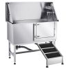 VEVOR Stainless Steel Dog Washing Station, 50 inch Pet Grooming Tub w/ Ramp, PE Water Filter Board