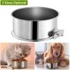Stainless Steel Dog Bowl Pets Hanging Food Bowl Detachable Pet Cage Food Water Bowl with Clamp Holder