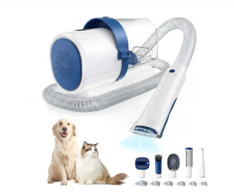 Professional Dog Grooming Clippers With 2.5L Cup, 3 Suction Modes, Cordless Clippers, 5 Groomer Tools, Low Noise Pet Hair Trimmer For (Option: White Blue)