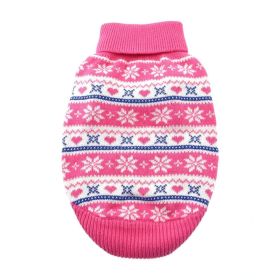Combed Cotton Snowflake and Hearts Dog Sweater (Color: Pink, size: 2X-Large)