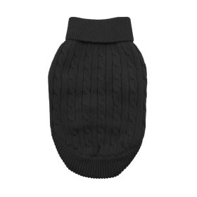 Combed Cotton Cable Knit Dog Sweater (Color: Jet Black, size: 2X-Large)