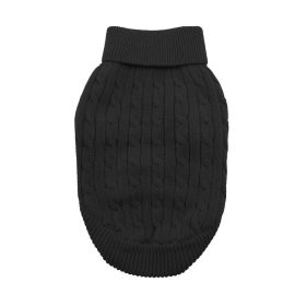Combed Cotton Cable Knit Dog Sweater (Color: Jet Black, size: small)