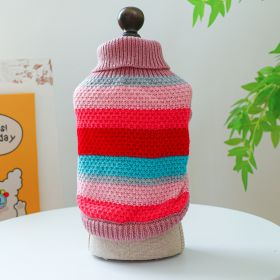 Pet Ring Comfortable Color Stripes Colorful Sweater (Option: Color Stripes Colorful Sweater-L)