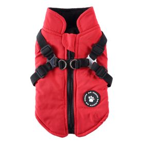 Chest Strap Jacket Cotton-padded Coat (Option: DZ229 Red-L)
